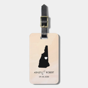New Hampshire Map Wedding Luggage Tag, Gift Luggage Tag