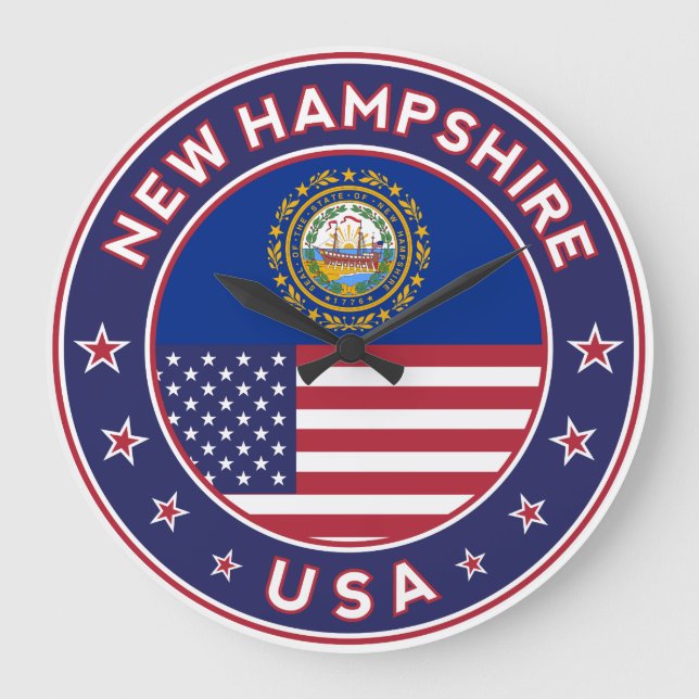 New Hampshire, New Hampshire sticker, Large Clock (Front)