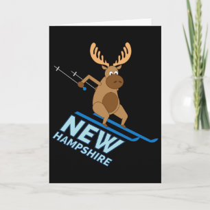 New Hampshire Nh Skiing Moose Winter Shirt Card