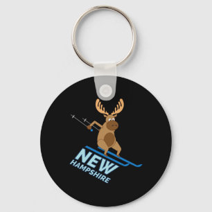 New Hampshire Nh Skiing Moose Winter Shirt  Keychain