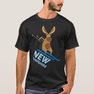 New Hampshire  NH Skiing Moose Winter T-Shirt