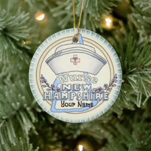 New Hampshire Nurse Ceramic Ornament