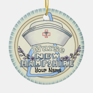 New Hampshire Nurse Ceramic Ornament