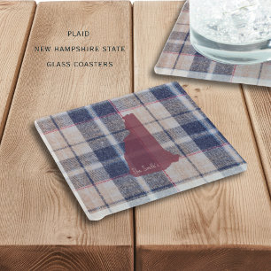 New Hampshire Plaid Glass Coaster