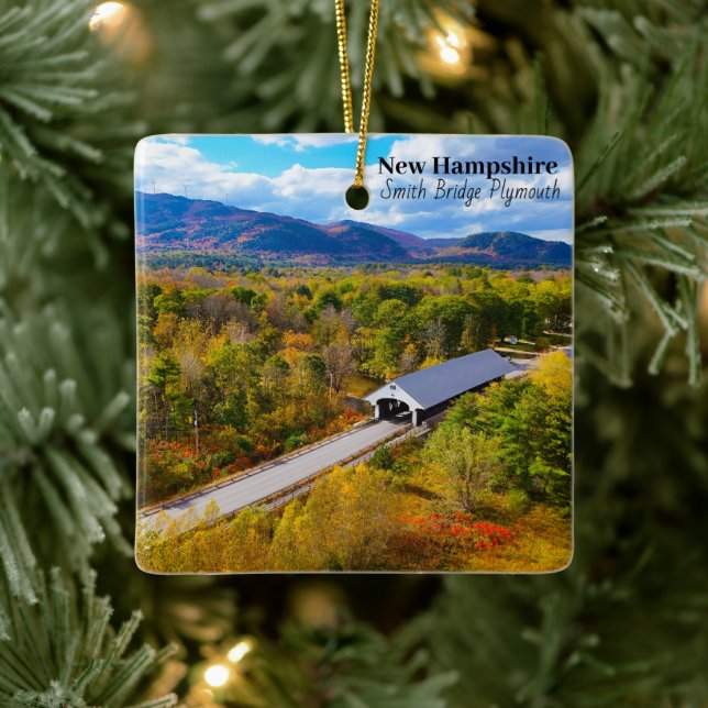 New Hampshire Plymouth Smith Bridge Ceramic Ornament (Tree)