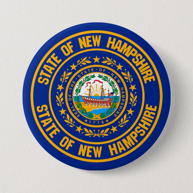 New Hampshire Round Emblem 3 Inch Round Button (Front)