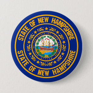 New Hampshire Round Emblem 3 Inch Round Button