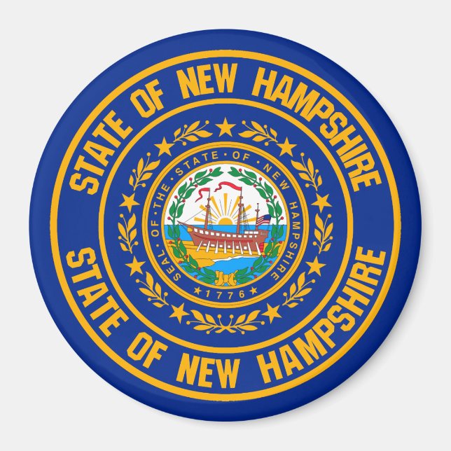 New Hampshire Round Emblem Magnet (Front)