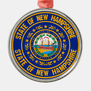 New Hampshire Round Emblem Metal Ornament