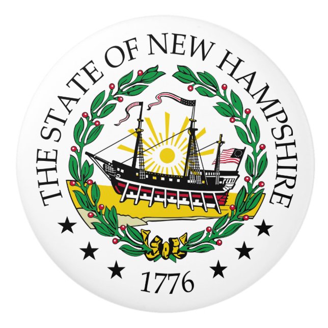 New Hampshire sign Ceramic Knob (Front)