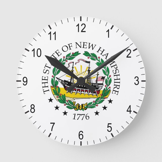 New Hampshire sign Round Clock (Front)