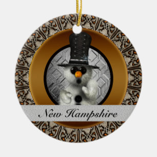 New Hampshire Snowman Christmas Ornament