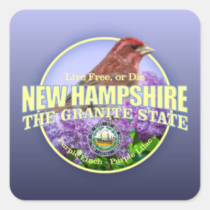 New Hampshire State Bird & Flower Square Sticker
