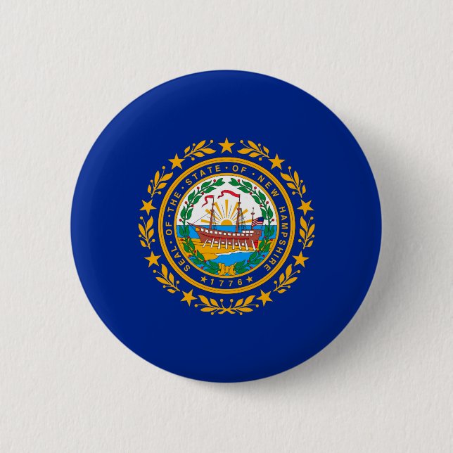 New Hampshire State Flag Design 2 Inch Round Button (Front)