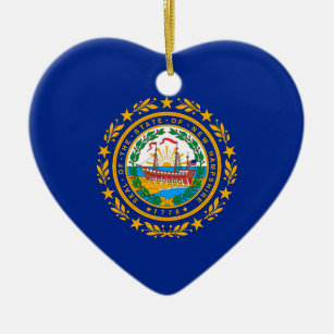 New Hampshire State Flag Design Ceramic Ornament