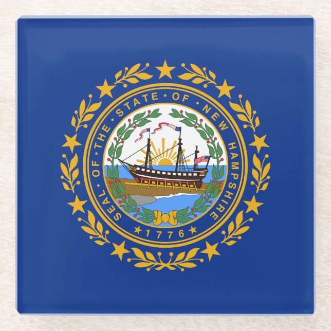 New Hampshire State Flag Glass Coaster (Front)