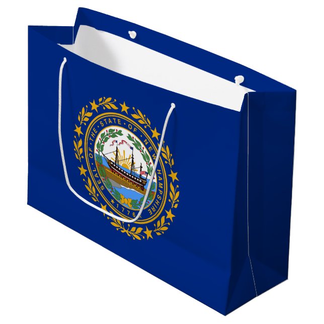 New Hampshire State Flag Large Gift Bag (Front Angled)