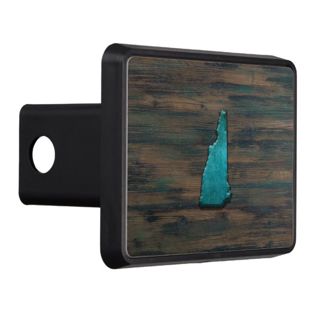 New Hampshire State Shape Teal Trailer Hitch Cover (Right)