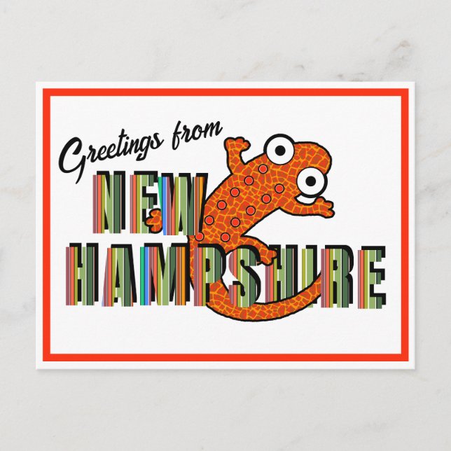 New Hampshire State Symbol Red Spotted Newt Stripe Postcard (Front)