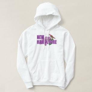 New Hampshire State Symbols Purple Finch & Lilacs Hoodie