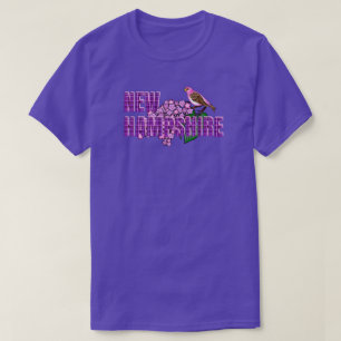 New Hampshire State Symbols Purple Finch & Lilacs T-Shirt