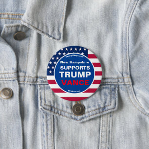 New Hampshire SUPPORTS TRUMP VANCE 3 Inch Round Button