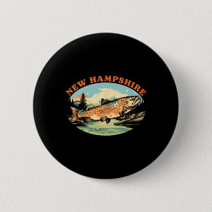 New Hampshire Trout Fly Fishing Fisherman Art 2 Inch Round Button