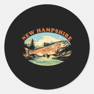 New Hampshire Trout Fly Fishing Fisherman Art  Classic Round Sticker