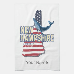 New Hampshire United States Retro State Map Kitchen Towel
