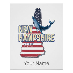 New Hampshire United States Retro State Map Poster