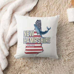 New Hampshire United States Retro State Map Throw Pillow
