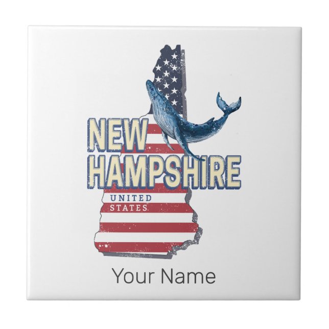 New Hampshire United States Retro State Map Tile (Front)