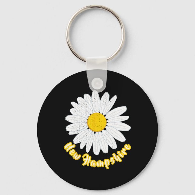New Hampshire Vacation Flower Meadow Daisy Petals  Keychain (Front)