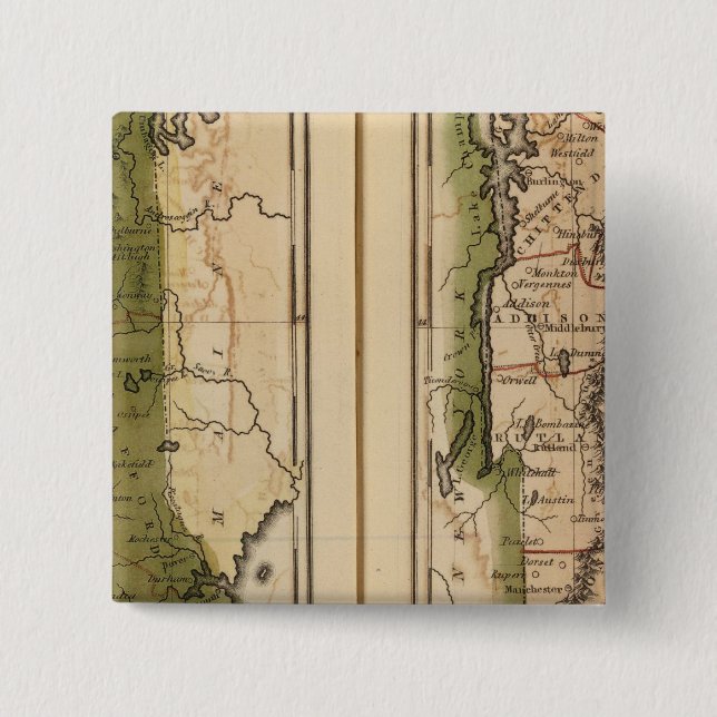 New Hampshire, Vermont 3 2 Inch Square Button (Front)