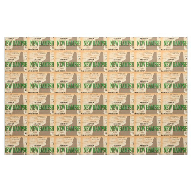 New Hampshire Vintage Map Fabric (Fat Quarter)