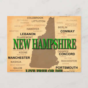 New Hampshire Vintage Map Postcard