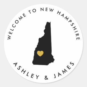 New Hampshire Wedding Welcome Sticker Tag, Black