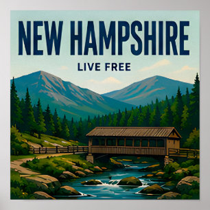 New Hampshire White Mountains New England Travel Poster