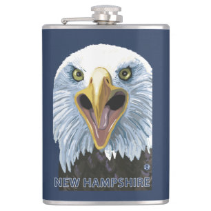 New HampshireEagle Up Close Hip Flask
