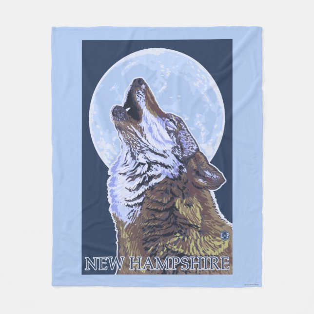 New HampshireHowling Wolf Fleece Blanket (Front)