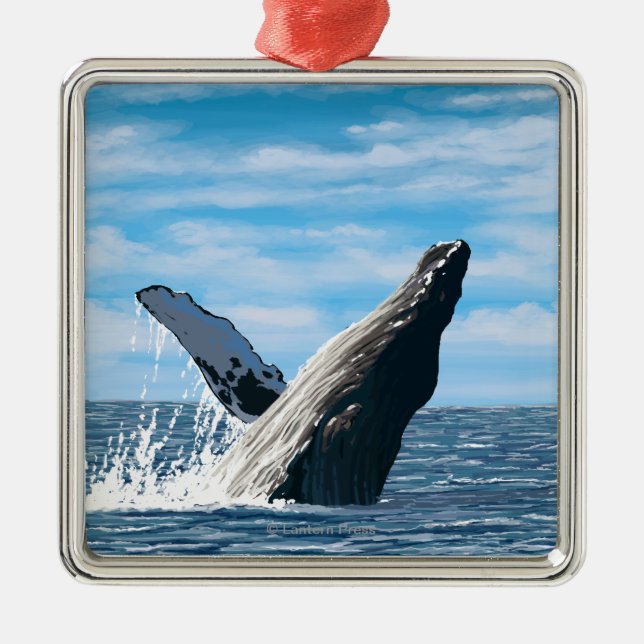 New HampshireHumpback Whale Scene Metal Ornament (Front)
