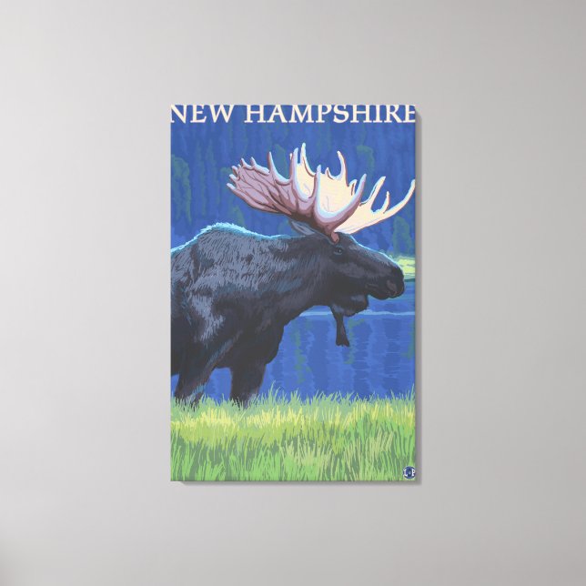 New HampshireMoose in the Moonlight Canvas Print (Front)