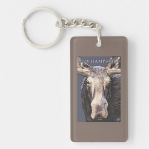 New HampshireMoose Up Close Keychain