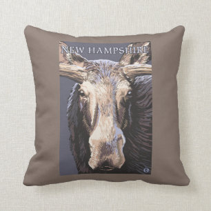 New HampshireMoose Up Close Throw Pillow