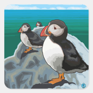 New HampshirePuffins Scene Square Sticker