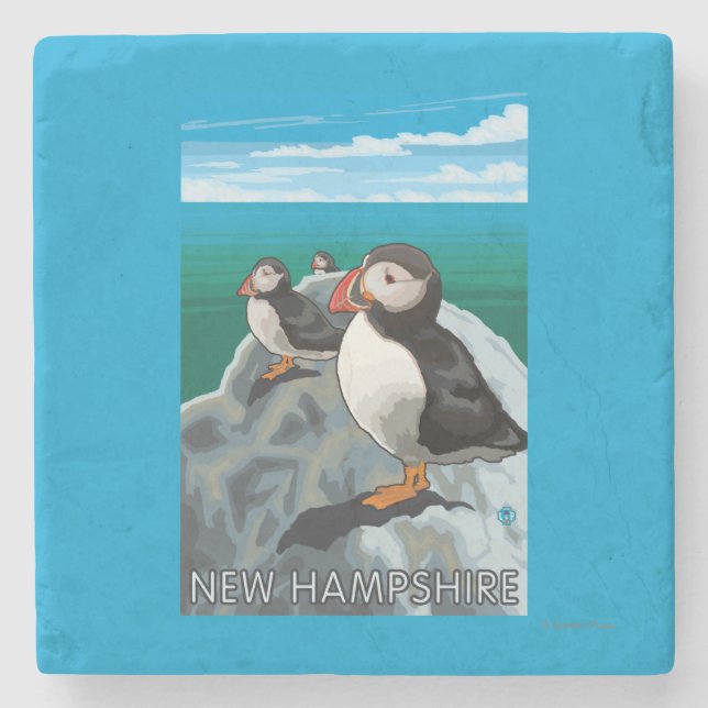 New HampshirePuffins Scene Stone Coaster (Front)