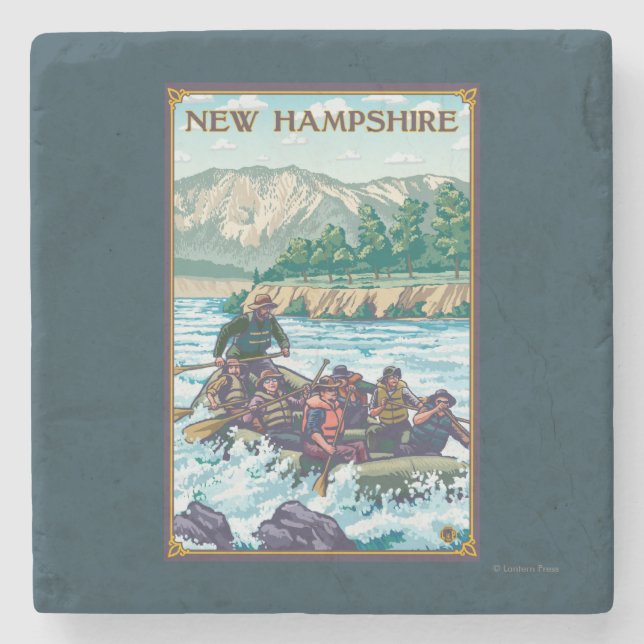 New HampshireRiver Rafting Scene Stone Coaster (Front)