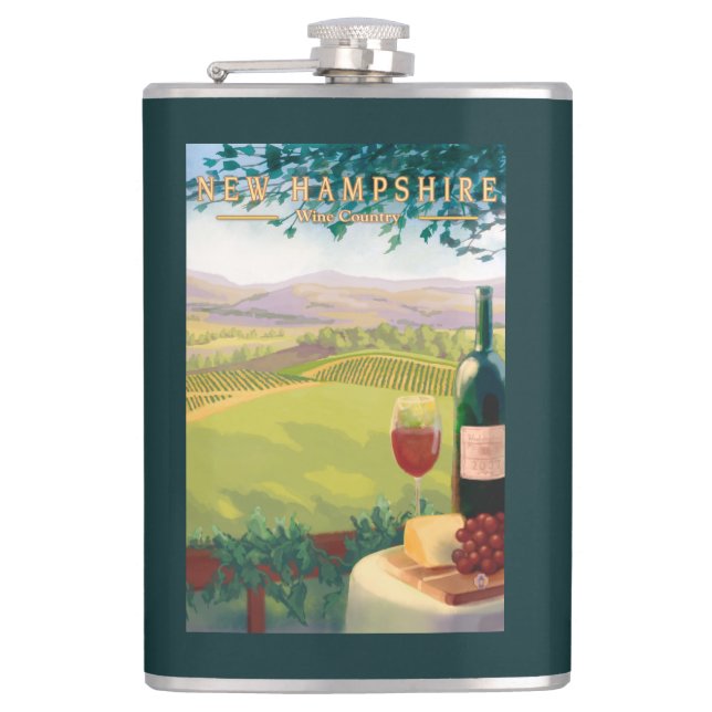 New HampshireWine Country Scene Hip Flask (Front)