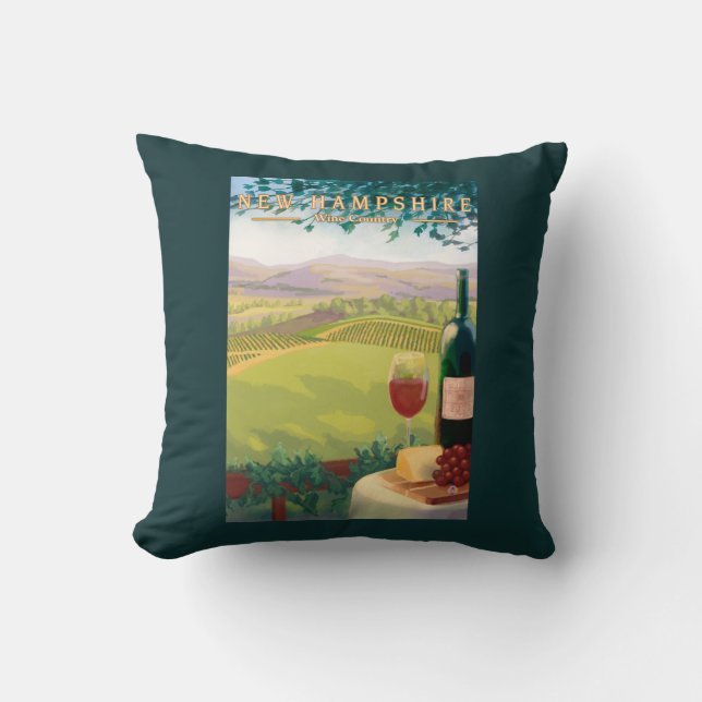 New HampshireWine Country Scene Throw Pillow (Front)