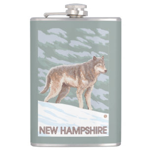 New HampshireWolf Scene Hip Flask